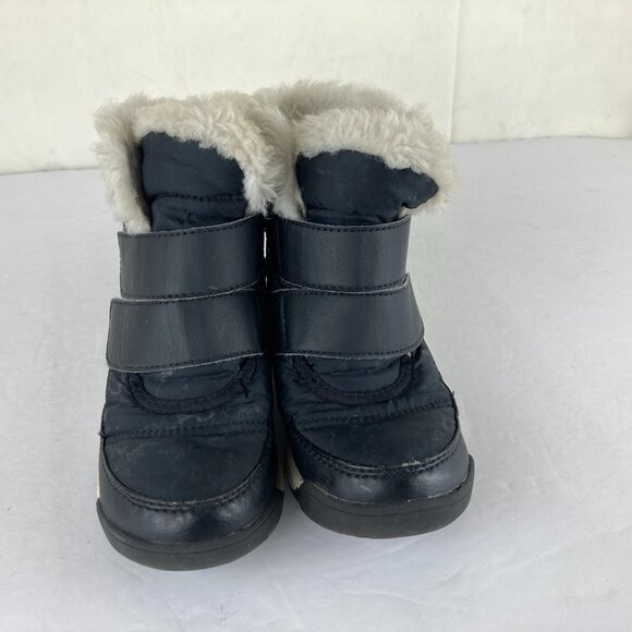 SOREL Little Boy Girl Sz 11 Black Winter Snow Boot Insulated Waterproof Faux Fur - Picture 2 of 7